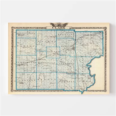 Vintage Map of Clark County Illinois, 1876 by Ted's Vintage Art