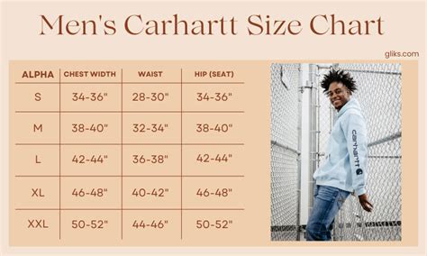 Glik's Size Chart - Carhartt