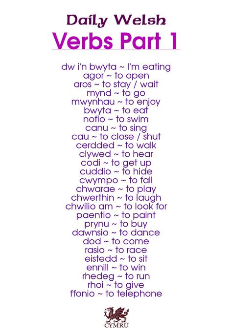 Daily Welsh: Verbs (part 1) | Wales & Welsh Things | Pinterest | Welsh ...