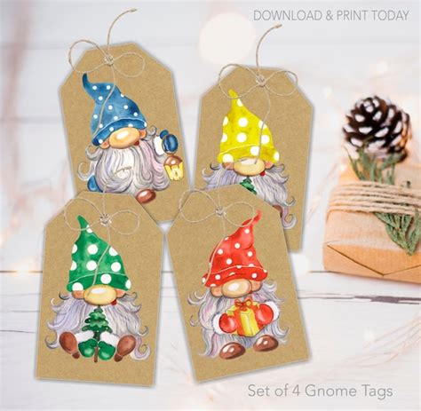 Christmas Gift Tags Christmas Gnomes Printable Gift Tags - Etsy