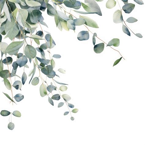 Premium AI Image | Watercolor Border with scattered eucalyptus leaves ...