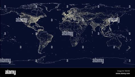 Mapa mundial de las luces de la ciudad. La noche La Tierra vista desde ...