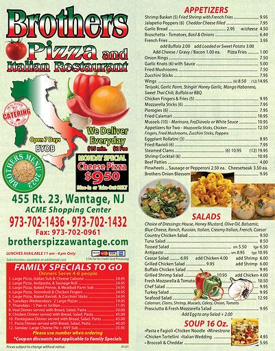 Menu | Brothers Pizza