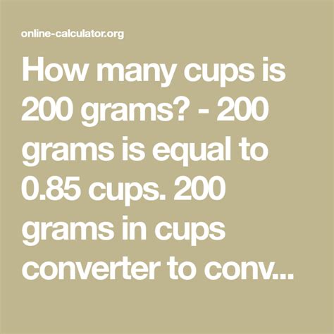 How Much 200G In Cups - HOWRETH