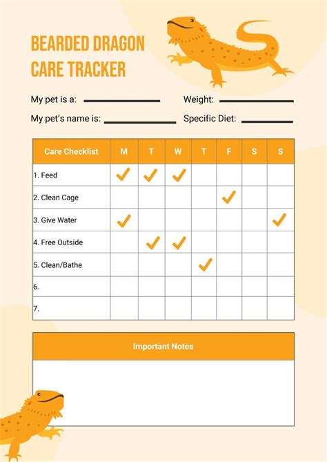 Bearded Dragon Care Chart in Illustrator, PDF - Download | Template.net