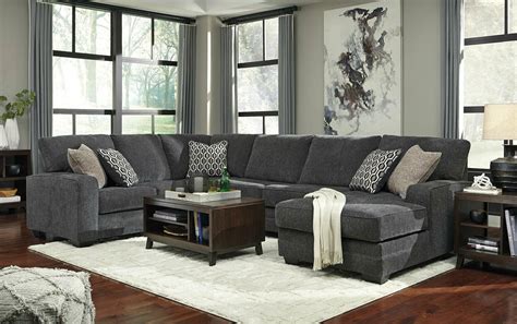 NEW Modern Sectional Living Room Dark Gray Chenille Sofa Couch Chaise ...