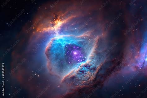 Glowing blue nebula with stars. Fantasy galaxy generative AI background ...