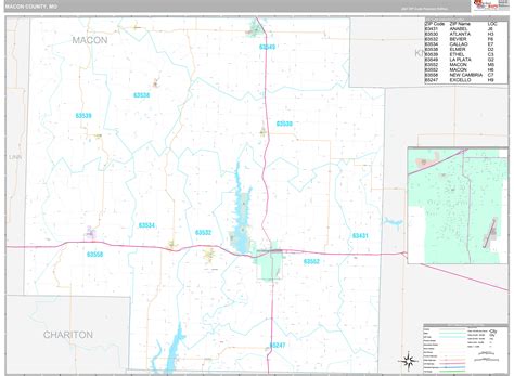 Macon County, MO Wall Map Premium Style by MarketMAPS