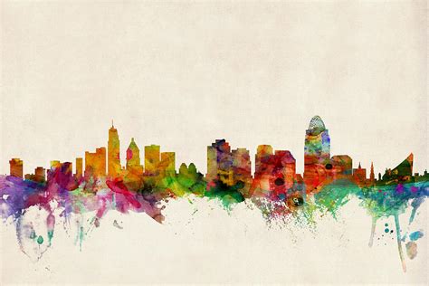 Cincinnati Ohio Skyline Digital Art by Michael Tompsett - Fine Art America