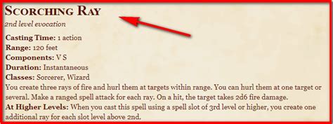 Scorching Ray 5E Spell In DnD - D&D 5e Character Sheets