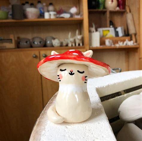 PONY PEOPLE on Instagram: "Little ceramic mushroom kitty figurine ...