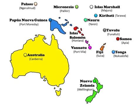 Países y capitales de Oceanía | Saber Es Práctico | Mapa de oceania ...