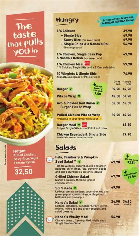 Nando's Menu, Menu for Nando's, La Lucia, Durban - Zomato SA