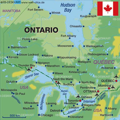 Map of Ontario (State / Section in Canada) | Welt-Atlas.de