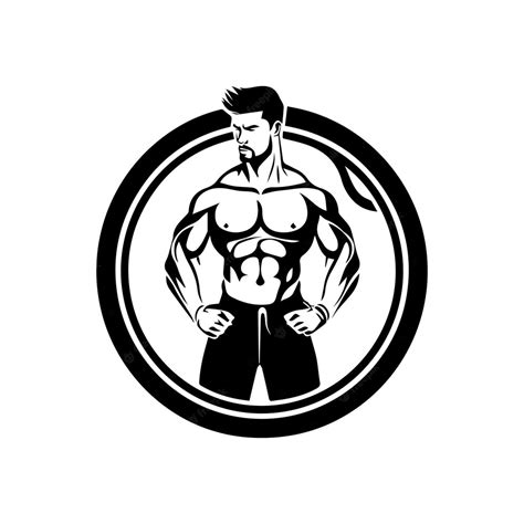 Premium Vector | Gym Fitness logo design black and white handdrawn ...