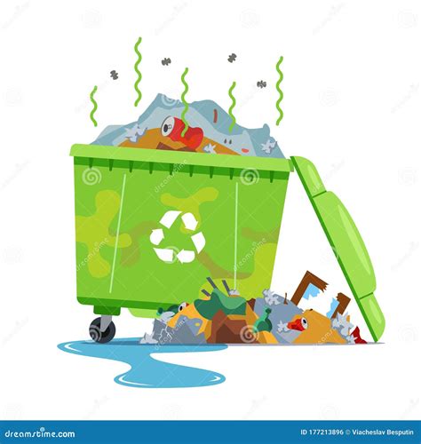 Dirty, Smelly Trash Can on a White Background. Stock Vector ...