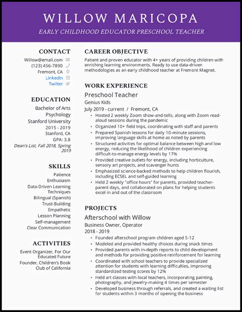 7 Preschool Teacher Resume Examples [& Templates]