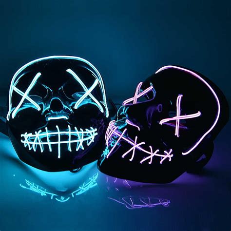 LED Mask Halloween Neon Party Scary The Purge Mask Britay Gift, led ...