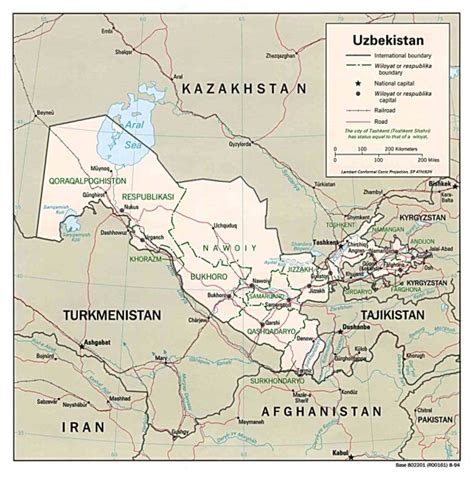 Mapas politico de Uzbekistán