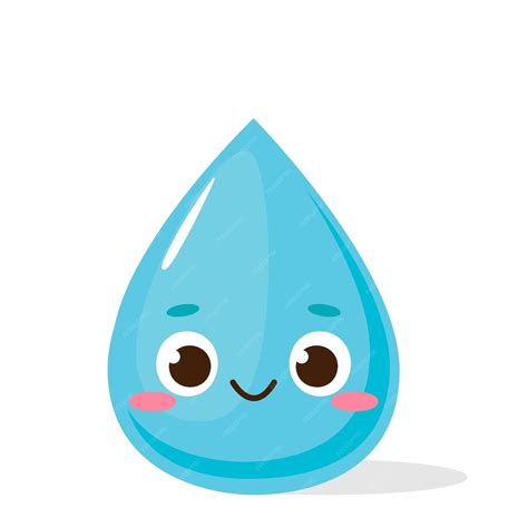 Lindo personaje de gota de agua azul Símbolo de agua limpia emoji de ...