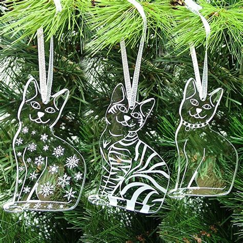 Acrylic Cat Christmas Tree Decorations Christmas Cats Mixed