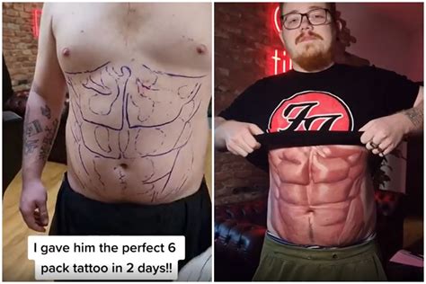 Man's Tattooed Six-Pack Sparks Fierce Debate Online Amid Claims It's ...