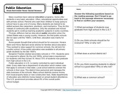 K12 Reader Worksheets / Public Education 4th Grade Reading ...