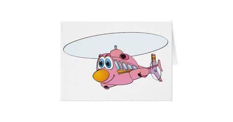 Pink Helicopter Cartoon Card | Zazzle.com