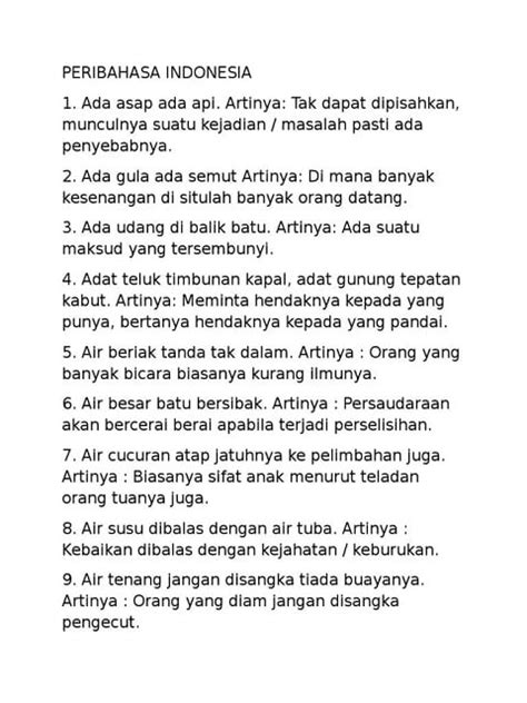 10 peribahasa dan artinya