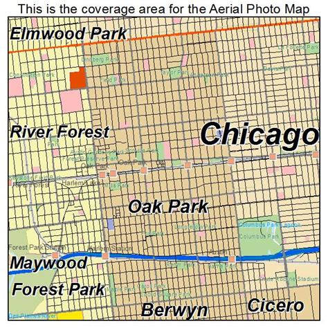 aerial photography map of oak park il illinois