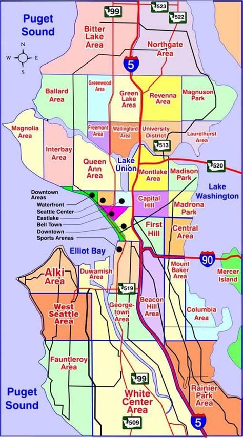 Map Of Seattle Neighborhoods Seattle Map Neighborhoods