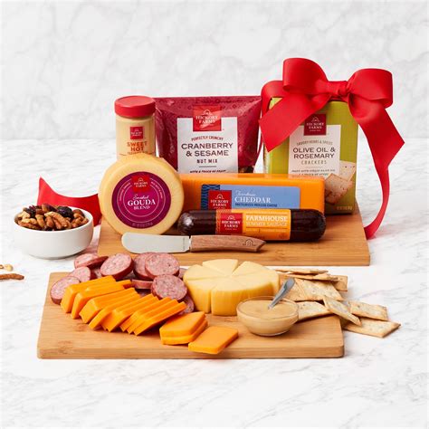 hickory farms cheese and crackers with cutting board e