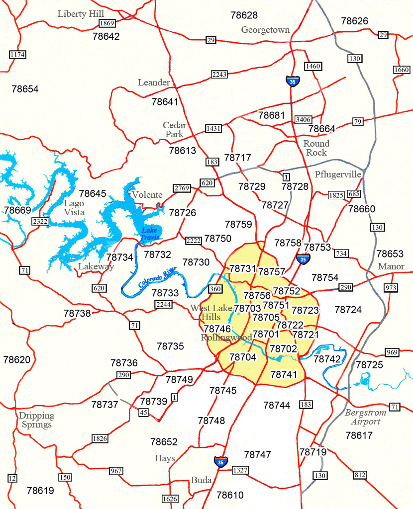 Austin Postal Code Map