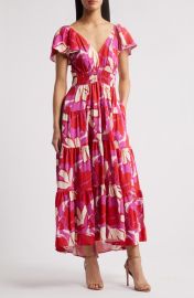 MELLODAY Printed Smocked Waist Maxi Dress at Nordstrom