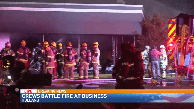 A fire broke out at Graphics Signs and Embroidery early Monday morning. Dispatchers say the building is a total loss. (WWMT/Patrick Hagan)