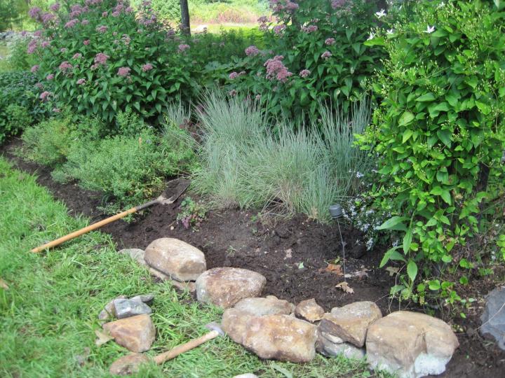 digging in a flower garden