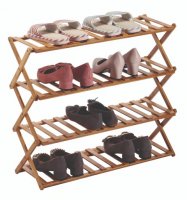 Casa&Casa 4 Tier Bamboo Folding Shoe Rack