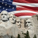 Mount Rushmore with American Flag Background