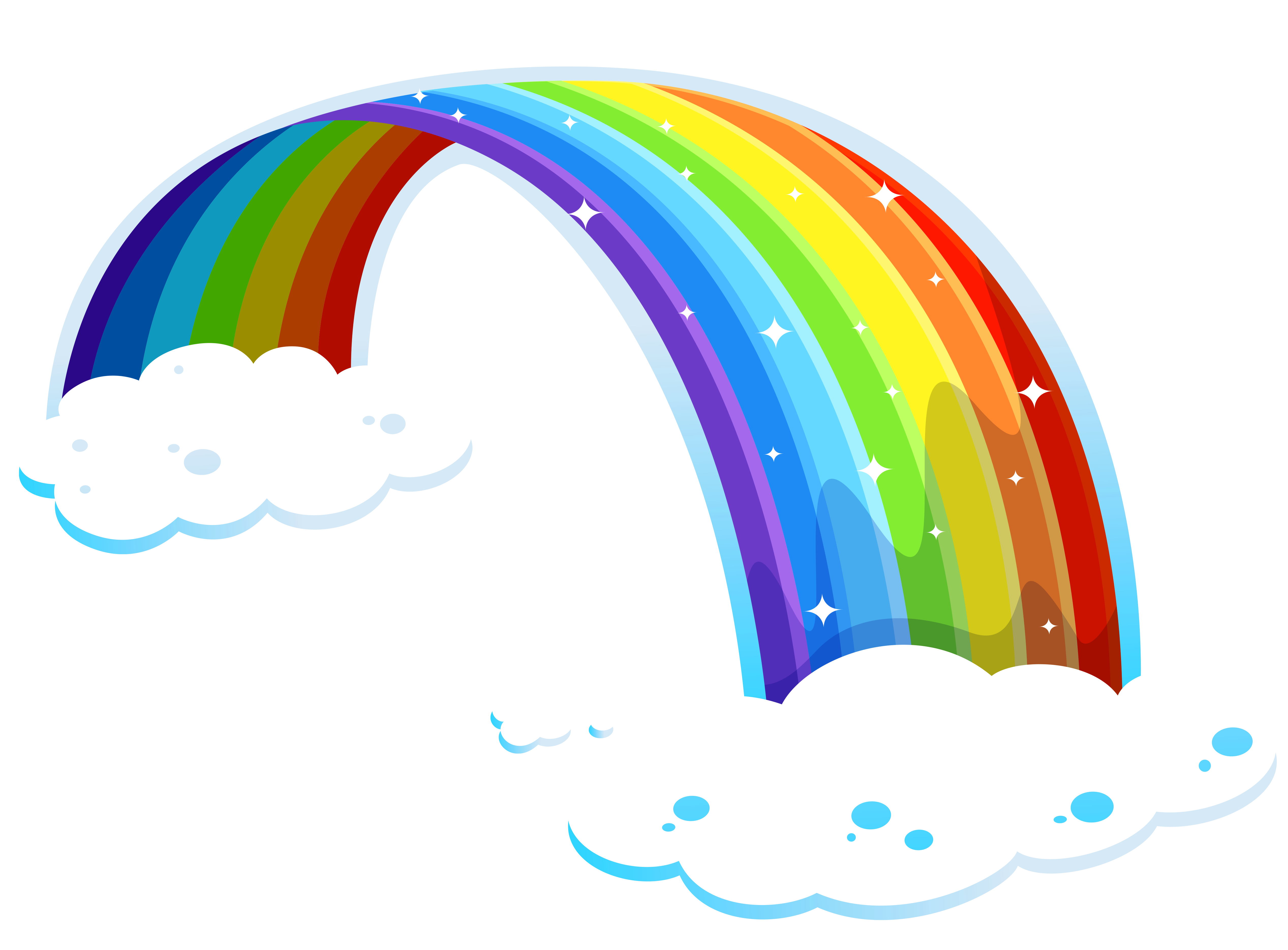 Rainbow with Clouds PNG Clipart