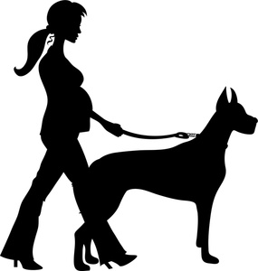 Dog walking silhouette clipart