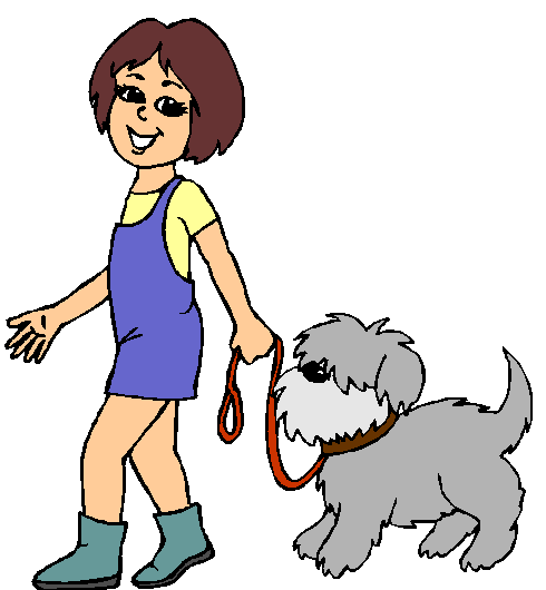 Clipart walking dog