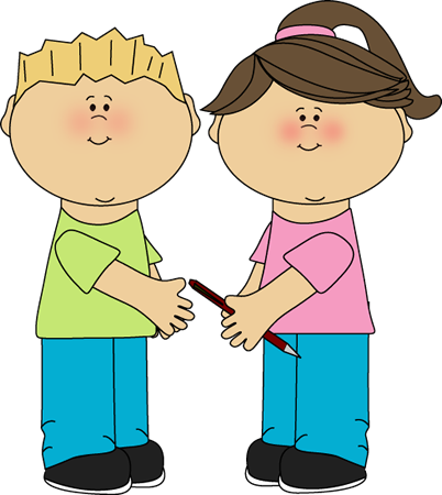 Kids being friendly clipart