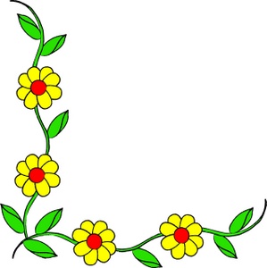 Flower line art and page borders clipart