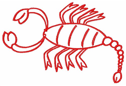 Satin Stitch Embroidery Design: Scorpion Outline 2.54 inches H x ...