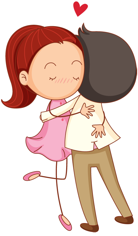 Cartoon man and woman passionately hugging | 1designshop