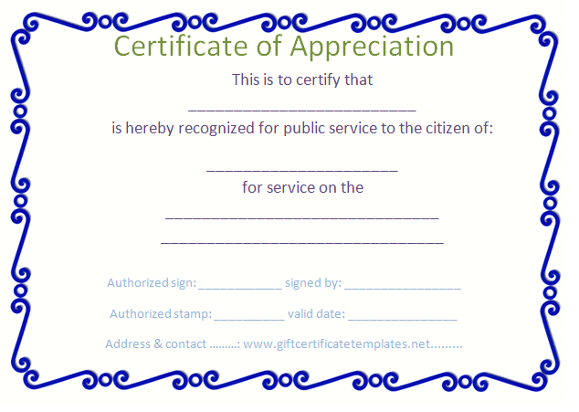 Best Photos of Free Printable Blank Certificate Of Appreciation ...