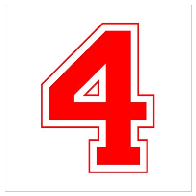 Varsity Font Number 4 Red Poster