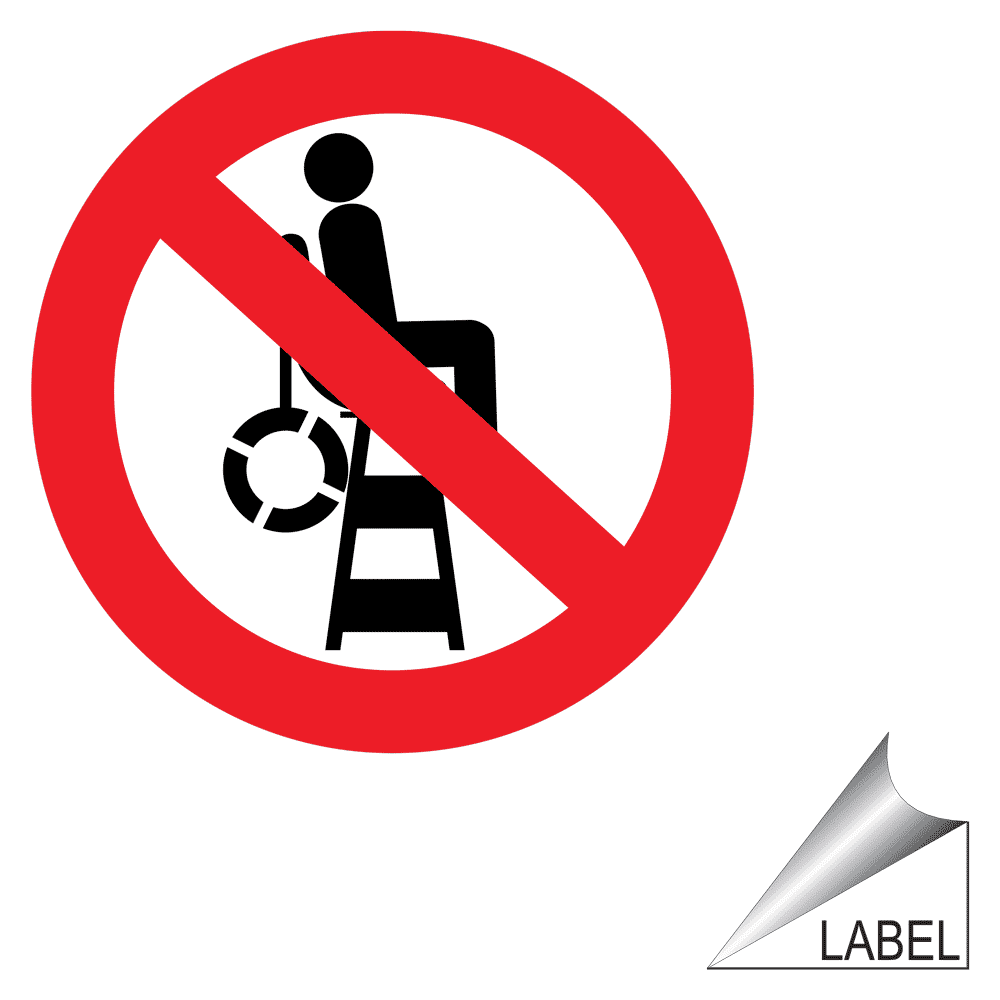 No Lifeguard On Duty Symbol Label LABEL-PROHIB-66-c No Lifeguard