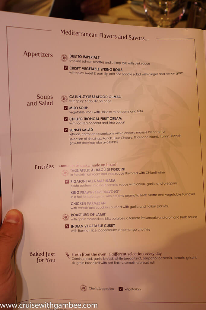 MSC Divina Cruise Ship Menus