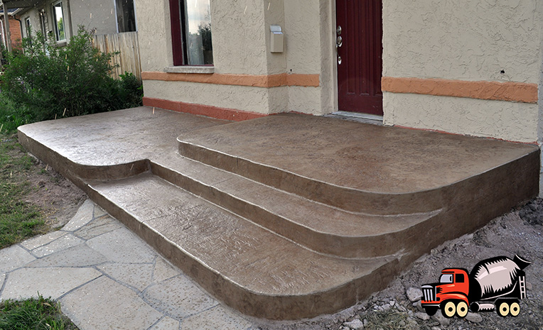 heavy texture stamped concrete patio